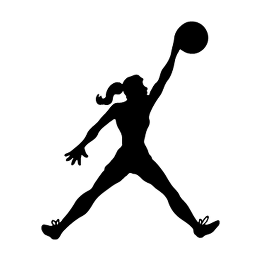 Basketball player airborne in a one-handed layup pose in single-color vinyl