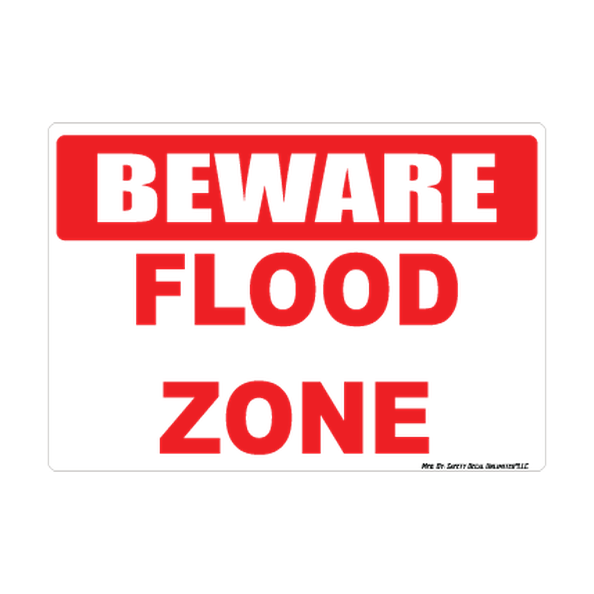 Beware Flood Zone Red Header Sticker Decal