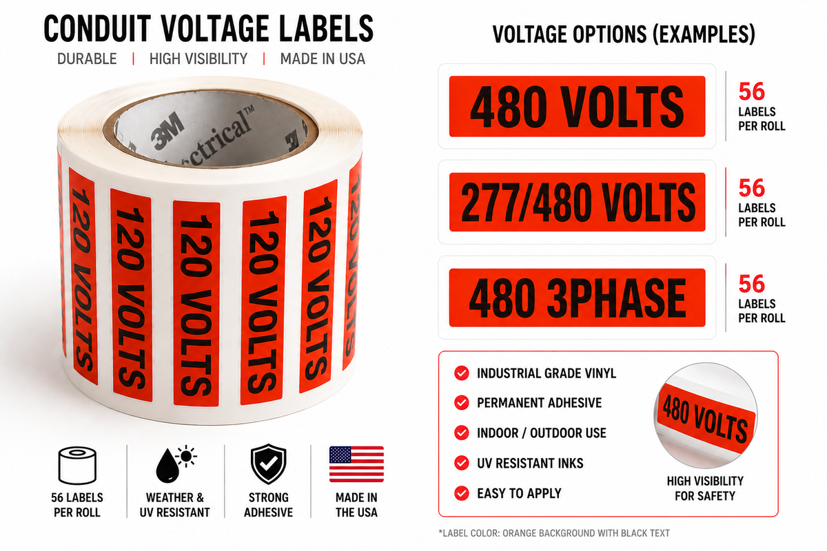 Voltage conduit label roll options