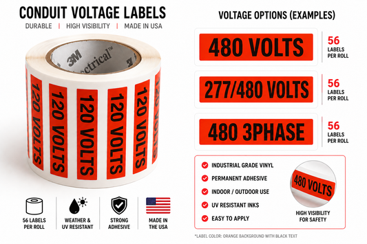 Voltage conduit label roll options