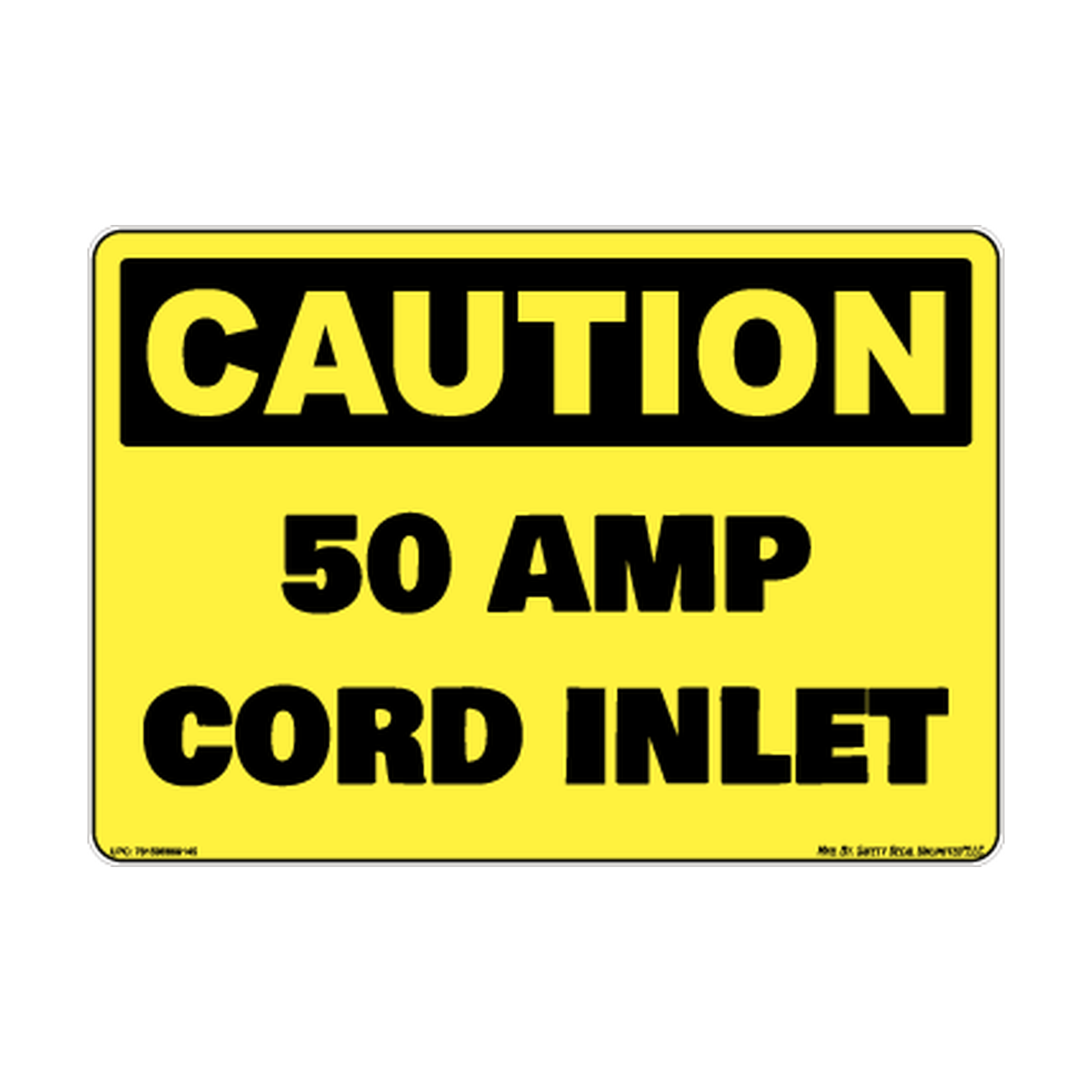 Caution 50 Amp Cord Inlet Safety Sticker Decal
