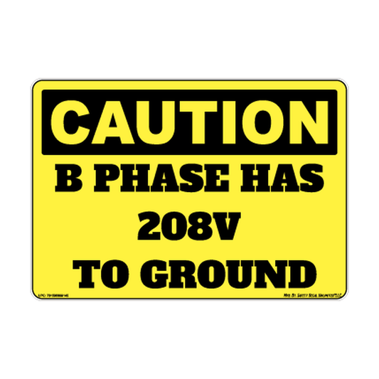 Caution B Phase 208 To Ground Safety Sticker Decal