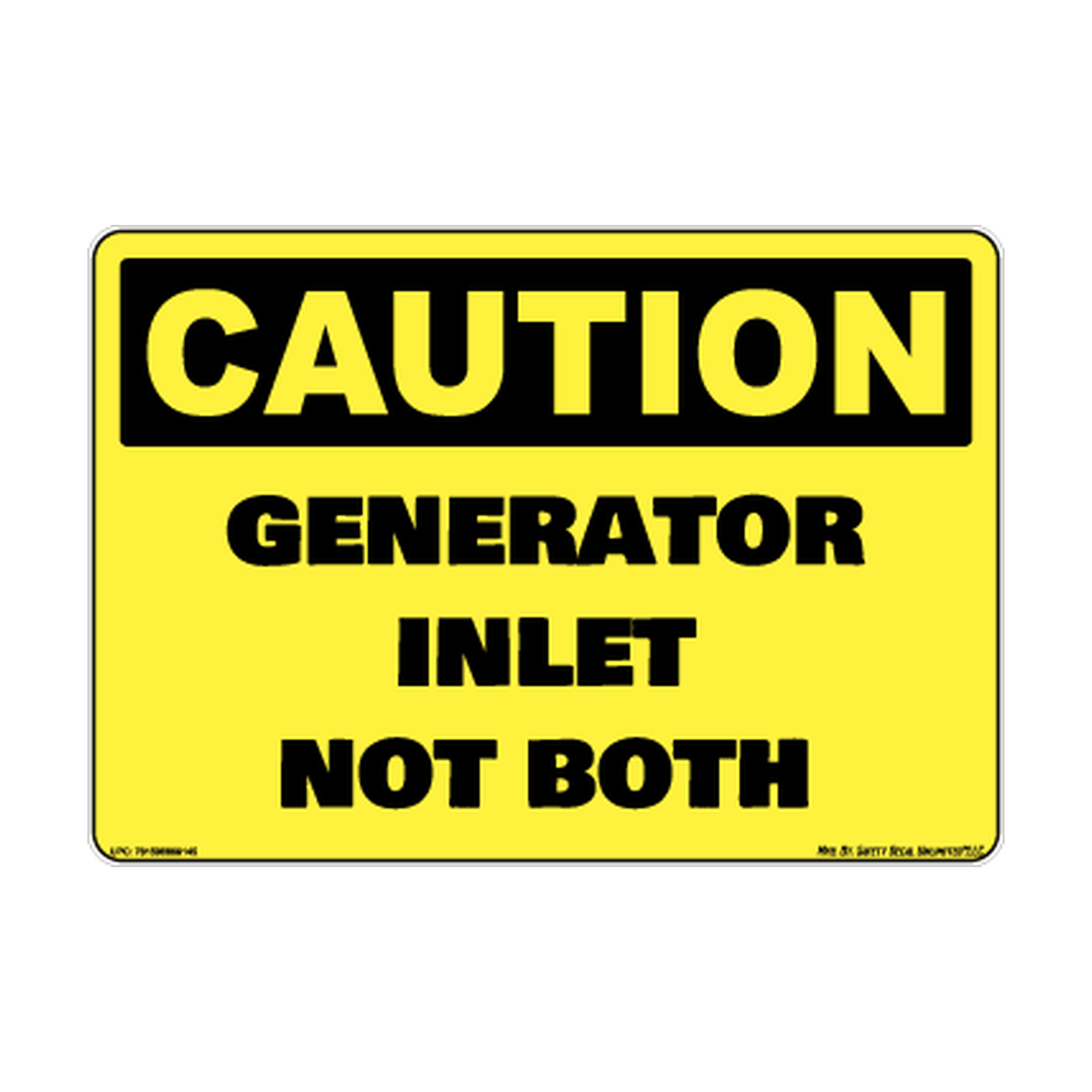 Caution Generator Inlet Safety Sticker Decal