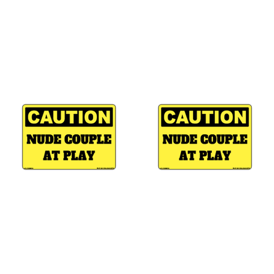 Caution Nude Couple At Play Hard Hat Decal 2pk Sticker Decal