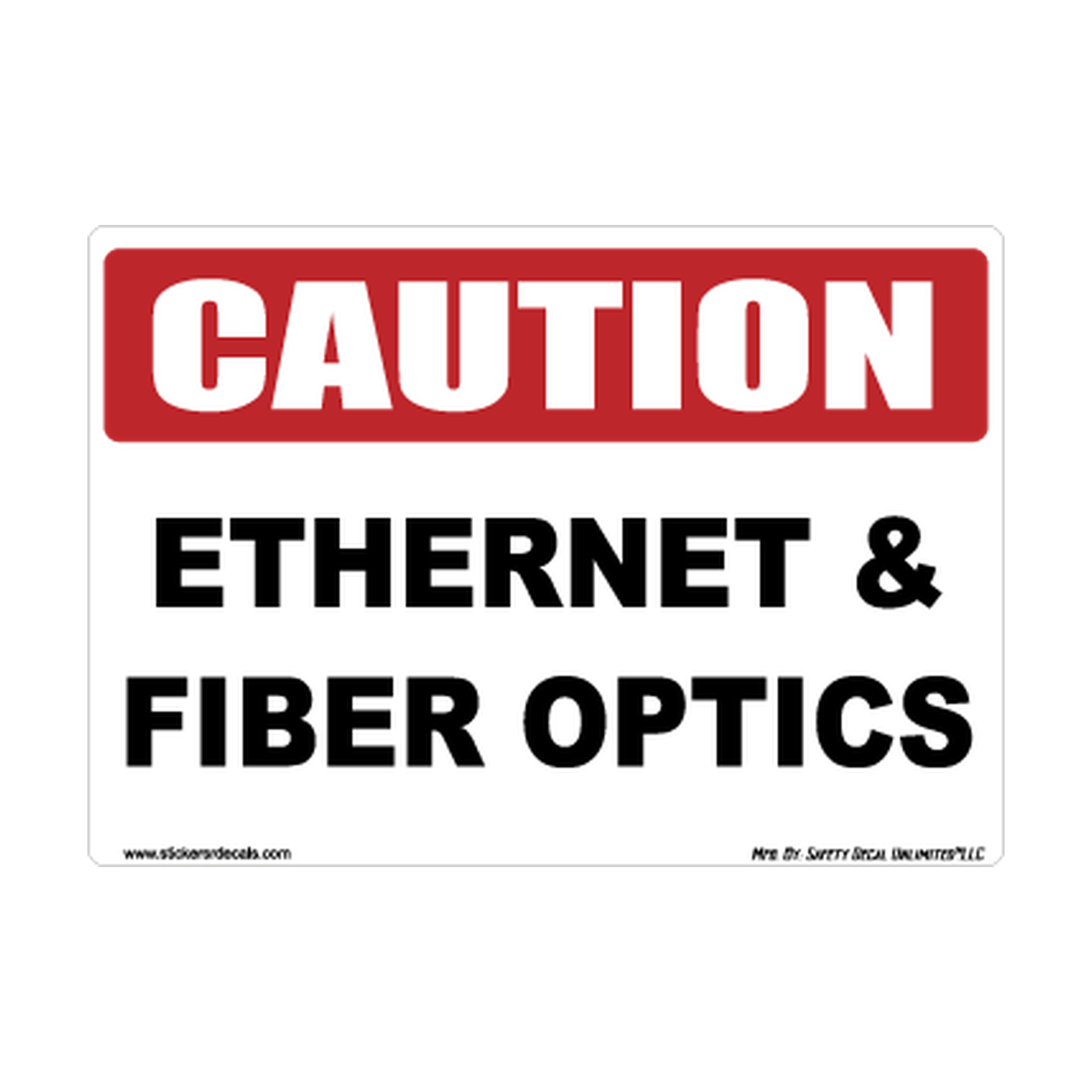 Caution Red Head Ethernet Fiber Optics Safety Sticker Decal