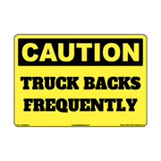 Caution Truck Backs Frequently Safety Decal