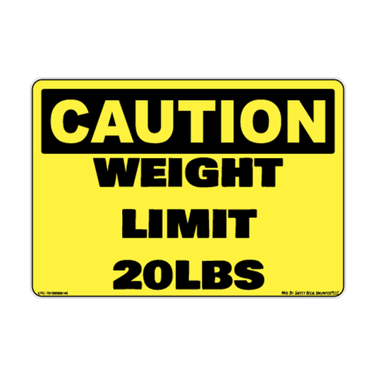 Caution Weight Limit 20lbs Safety Sticker Decal