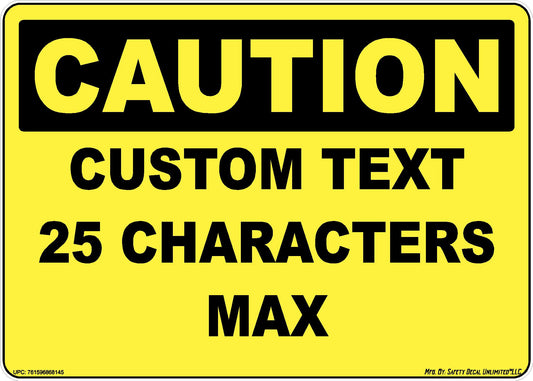 Custom CAUTION Safety Header Decal - 3 Line Personalized Warning Label