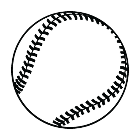 Round baseball with curved seams and individual stitches in single-color vinyl