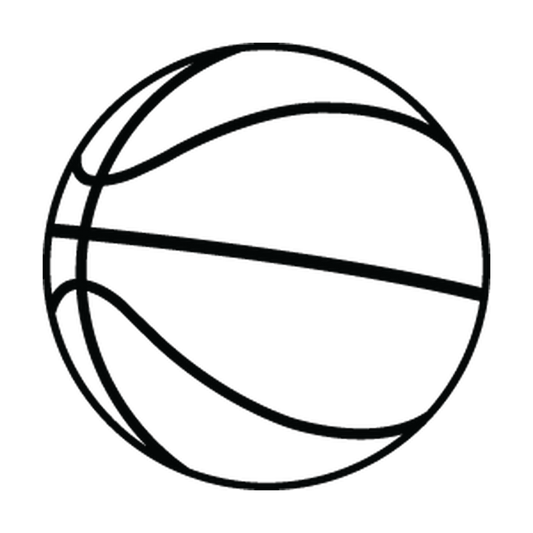Classic basketball outline with curved panel channels in single-color vinyl