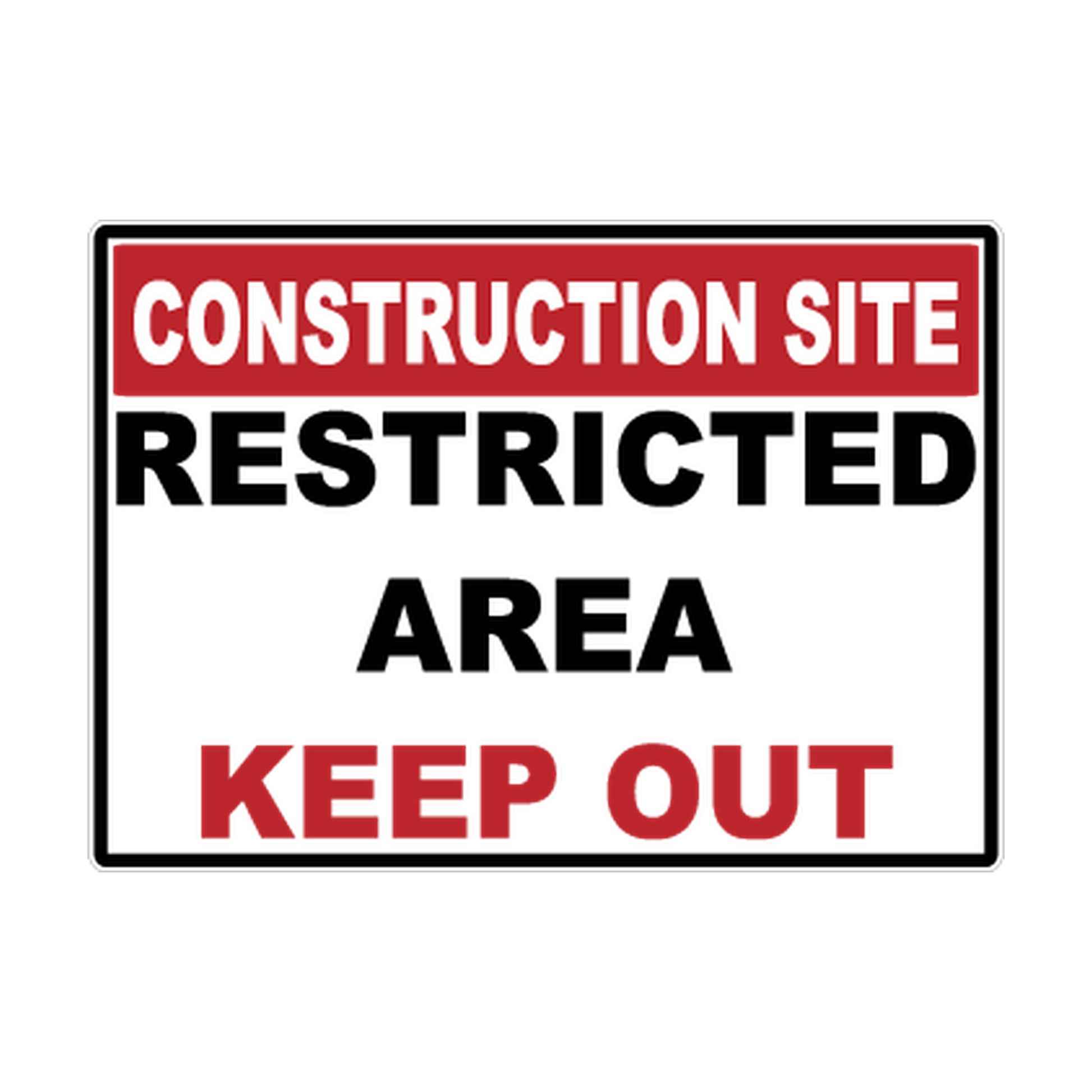 Construction Site Restricted Area — Keep Out printed safety decal artwork