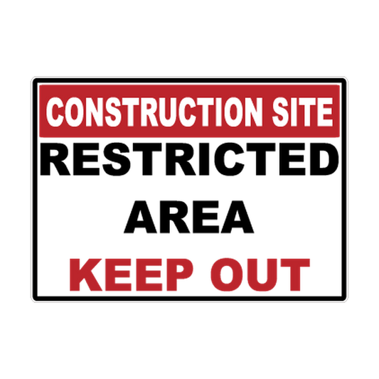 Construction Site Restricted Area — Keep Out printed safety decal artwork