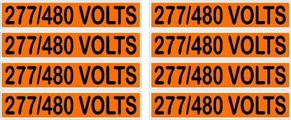277/480 Volts Orange/Black Conduit Line Marker Decal - 8-Up Sheet, 3.75 x 0.75 in