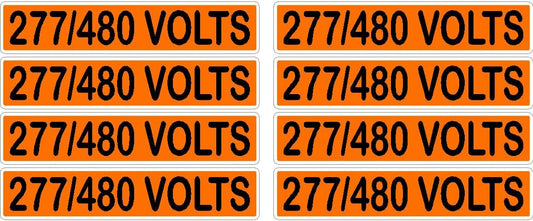 277/480 Volts Orange/Black Conduit Line Marker Decal - 8-Up Sheet, 3.75 x 0.75 in