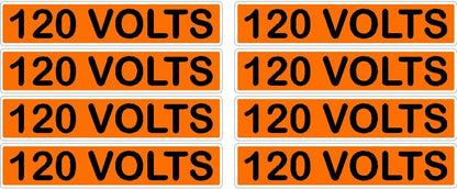 120 Volts Orange/Black Conduit Line Marker Decal - 8-Up Sheet, 3.75 x 0.75 in