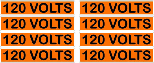 120 Volts Orange/Black Conduit Line Marker Decal - 8-Up Sheet, 3.75 x 0.75 in