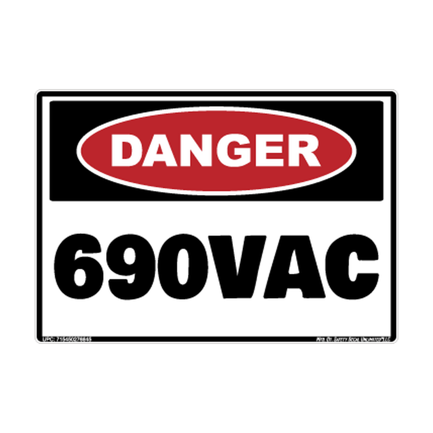Danger 690 VAC Electrical printed safety decal artwork