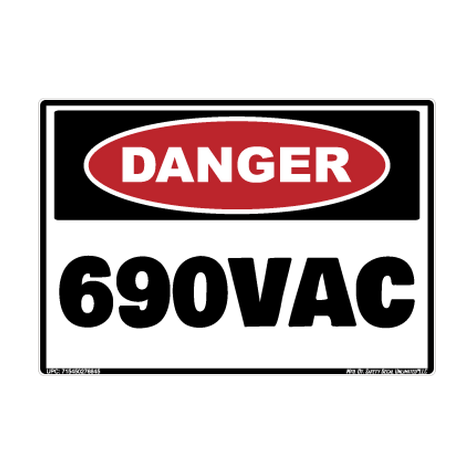 Danger 690 VAC Electrical printed safety decal artwork