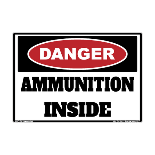 Danger Ammunition Inside printed safety decal artwork