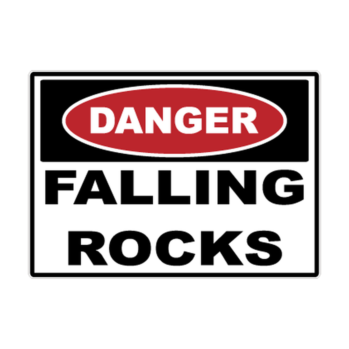 Danger Falling Rocks printed safety decal artwork