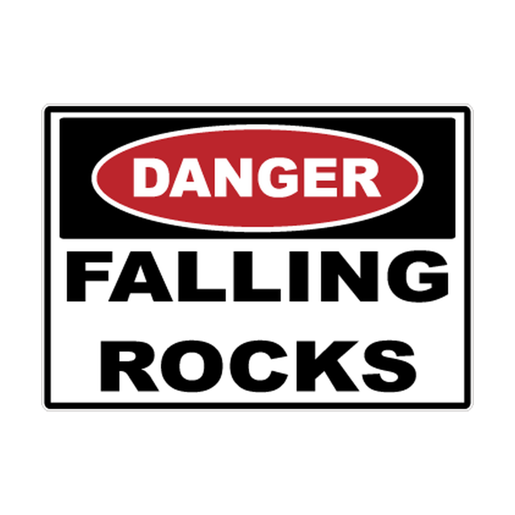 Danger Falling Rocks printed safety decal artwork