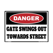 Danger Gate Swings Out Toward Street adhesive safety decal