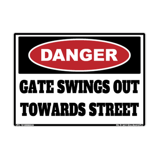 Danger Gate Swings Out Towards Street Safety Sticker Decal