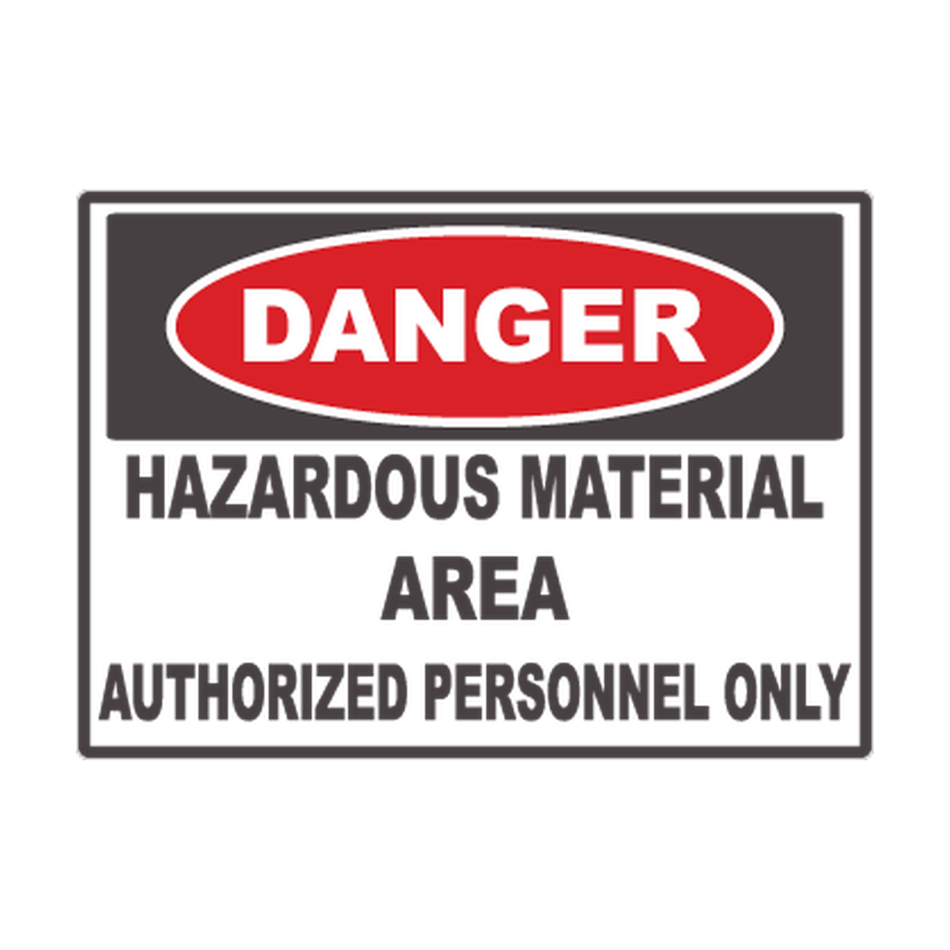 Danger Hazardous Material Area — Authorized Personnel Only printed safety decal artwork