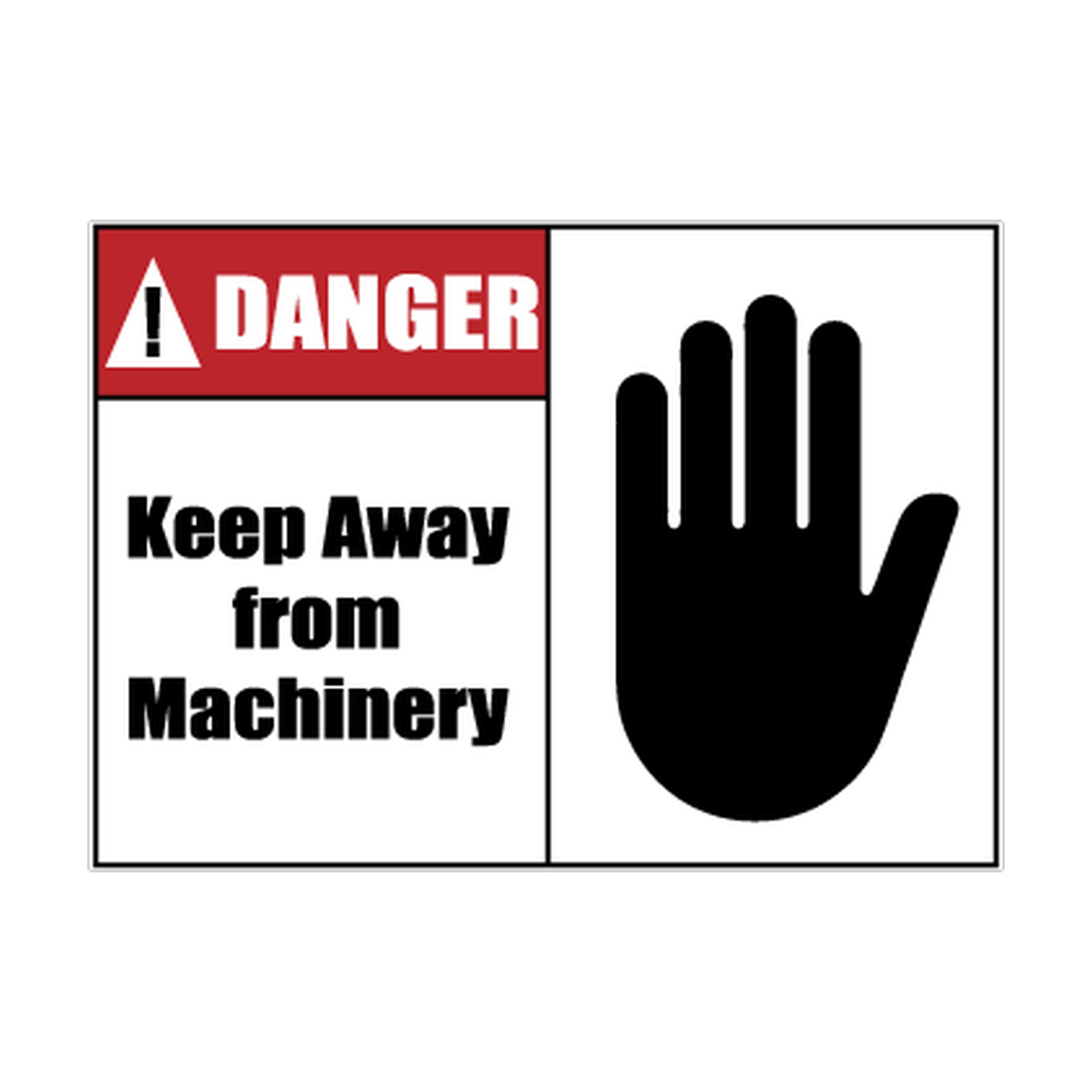 Danger Keep Away from Machinery — Hand Symbol printed safety decal artwork