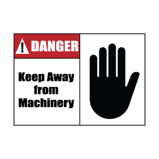 Danger Keep Away from Machinery — Large Hand printed safety decal artwork