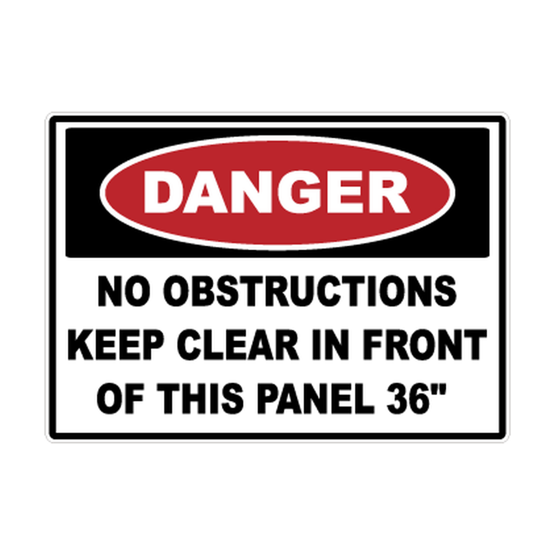 Danger Keep Clear 36 Inches in Front of Panel printed safety decal artwork