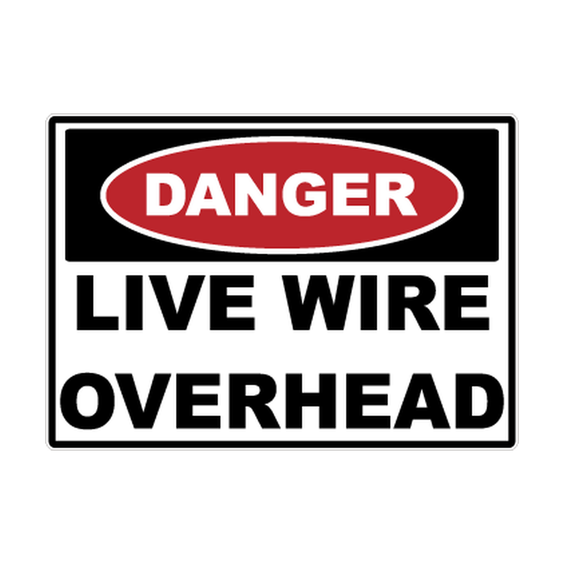 Danger Live Wire Overhead printed safety decal artwork