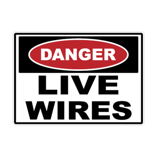 Danger Live Wires printed safety decal artwork