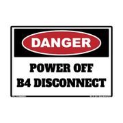 Danger Power Off Before Disconnecting adhesive safety decal