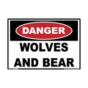 Danger Wolves and Bear Wildlife adhesive safety decal