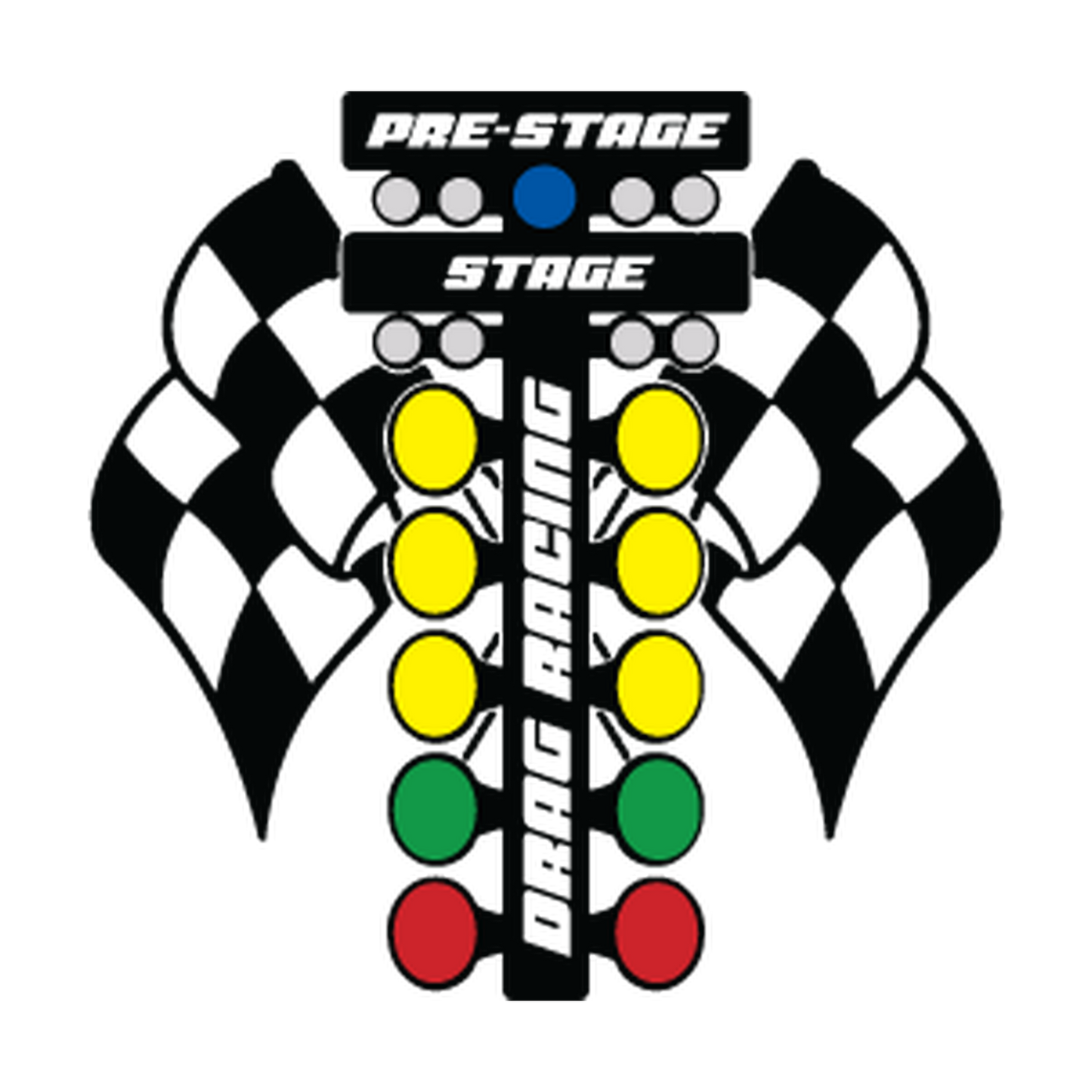 Drag Racing Starting Tree & Checkered Flags Printed decal artwork