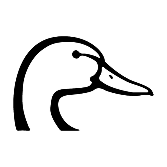 Side-profile duck head outline with long bill and arched neck in single-color vinyl