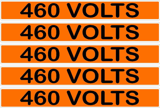 460 Volts Orange/Black Conduit Line Marker Decal - 5-Up Strip, 8 x 1.180 in