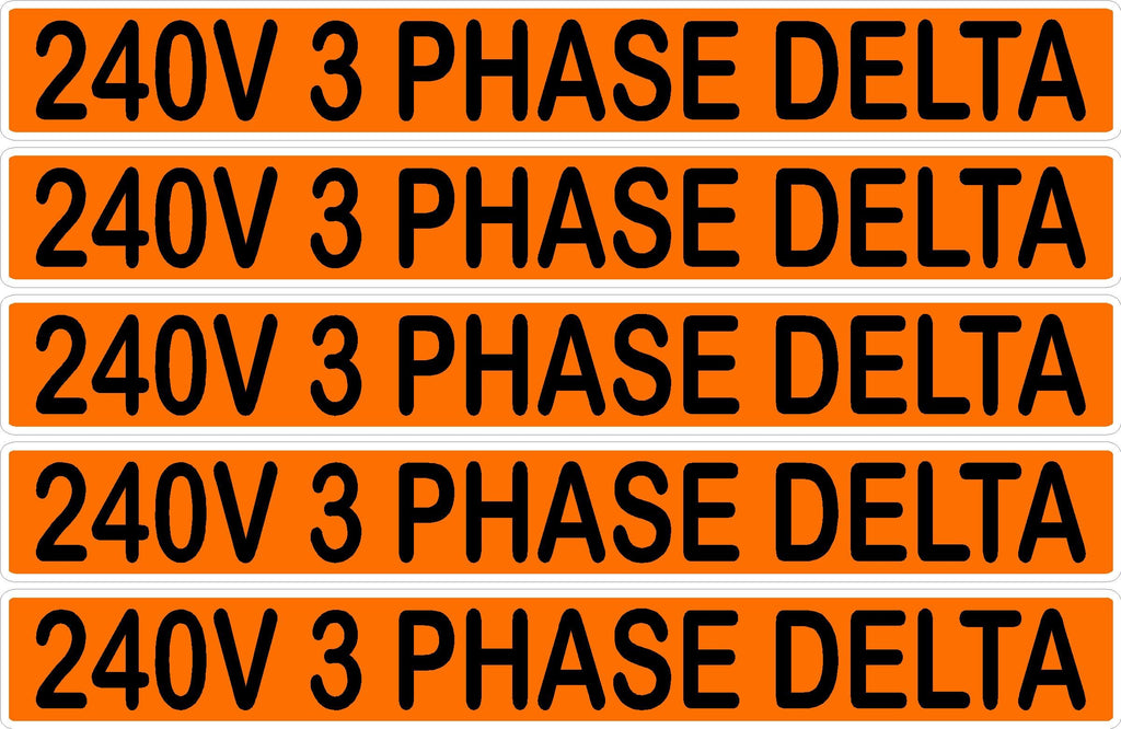 240 Volts 3 Phase Delta Conduit Line Marker Sticker Decals – Orange/Black Electrical Warning Labels for EMT, Conduit & Piping – Durable 3M Vinyl from Stickers-R-Decals by Jason 5 Label Packs (1)