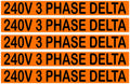 240 Volts 3 Phase Delta Conduit Line Marker Sticker Decals – Orange/Black Electrical Warning Labels for EMT, Conduit & Piping – Durable 3M Vinyl from Stickers-R-Decals by Jason 5 Label Packs (1)
