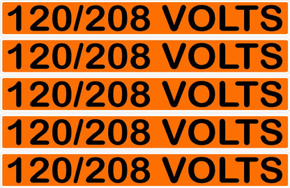 120/208 Volts Orange/Black Conduit Line Marker Decal - 5-Up Strip, 8 x 1.180 in