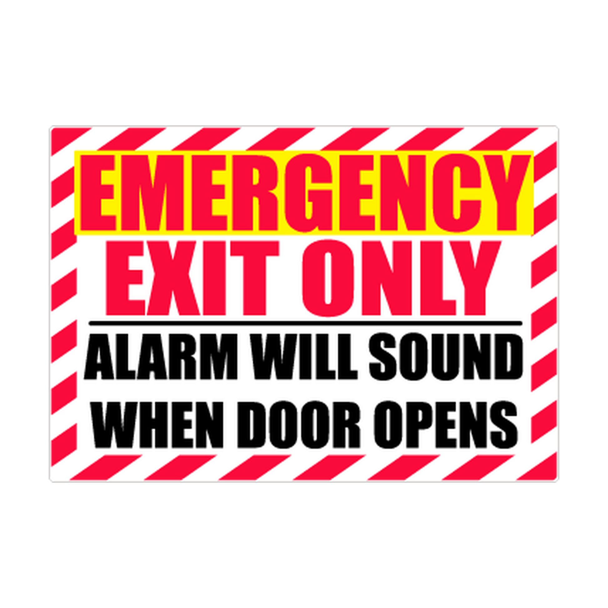 Emergency Exit Only — Alarm Will Sound printed safety decal artwork