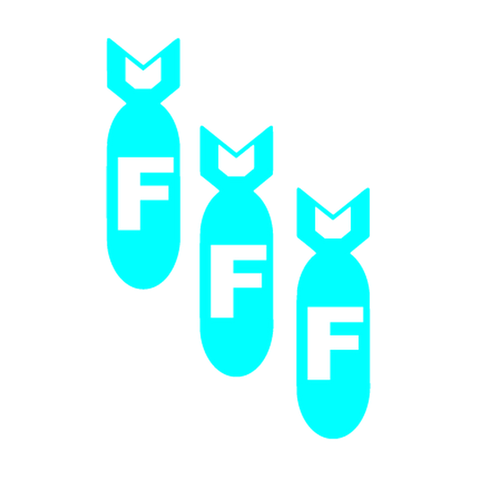 Three F-bomb cartoon silhouettes arranged vertically as a single-color vinyl decal