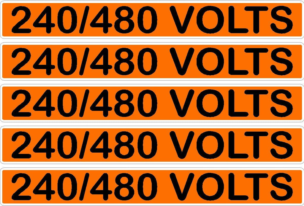 240/480 Volts Conduit Line Marker Sticker Decals – Orange/Black Electrical Warning Labels for EMT, Conduit & Piping – Durable 3M Vinyl from Stickers-R-Decals by Jason 5 Label Packs