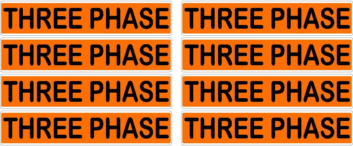 Three Phase Orange/Black Conduit Line Marker Decal - 8-Up Sheet, 3.75 x 0.75 in