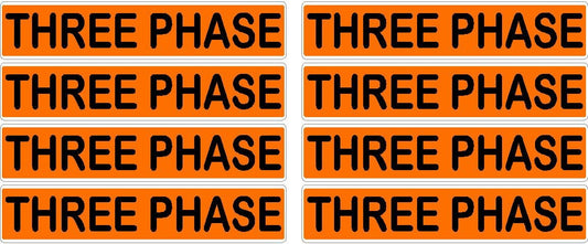 Three Phase Orange/Black Conduit Line Marker Decal - 8-Up Sheet, 3.75 x 0.75 in