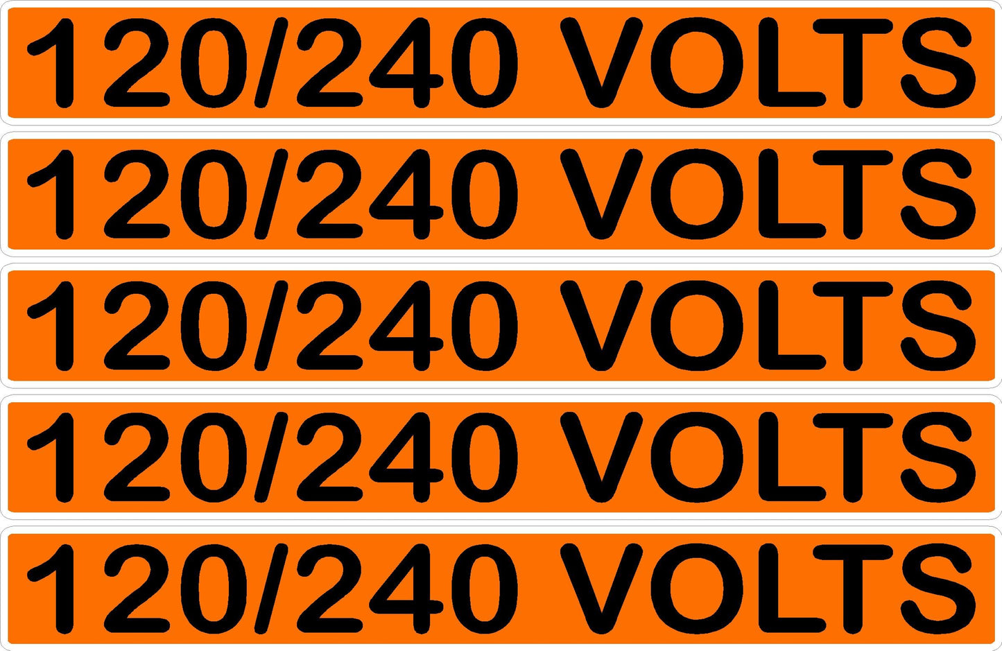 120/240 Volts Orange/Black Conduit Line Marker Decal - 5-Up Strip, 8 x 1.180 in