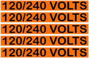 120/240 Volts Orange/Black Conduit Line Marker Labels — 5-Piece Strip, 8 x 1.18 in Each
