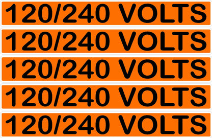 120/240 Volts Orange/Black Conduit Line Marker Decal - 5-Up Strip, 8 x 1.180 in