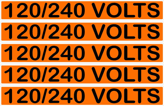 120/240 Volts Orange/Black Conduit Line Marker Decal - 5-Up Strip, 8 x 1.180 in